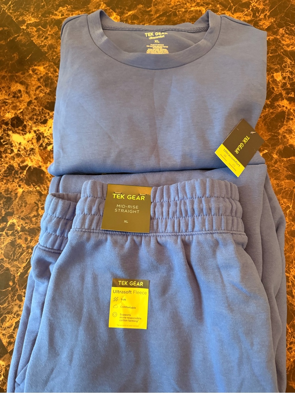 NWT Tek Gear UltrasoftFleece LoungeSet Blue XLSweatshirt & Mid-Rise Jogger Pants